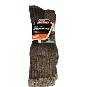 Dickies Mens 3 Pack Steel Toe Crew Performance Thermal Socks Brown Size 6-12 NEW